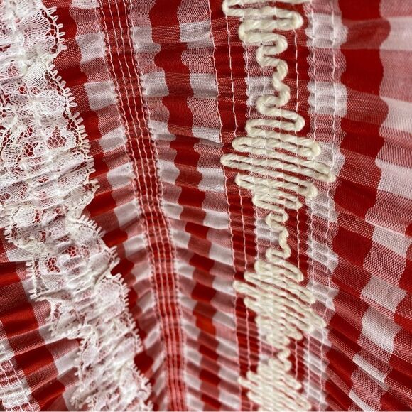 Vintage Red Gingham Halter Dress Trivia Charm of Hollywood Picnic 70s Size 2 - Picture 8 of 11